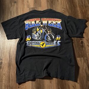 Vintage 2010 Daytona Beach Bike Week T-Shirt Mens Large Black Chopper Graphic